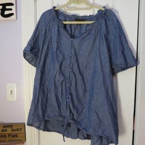 Lane Bryant Denim Blue Button-Down Blouse